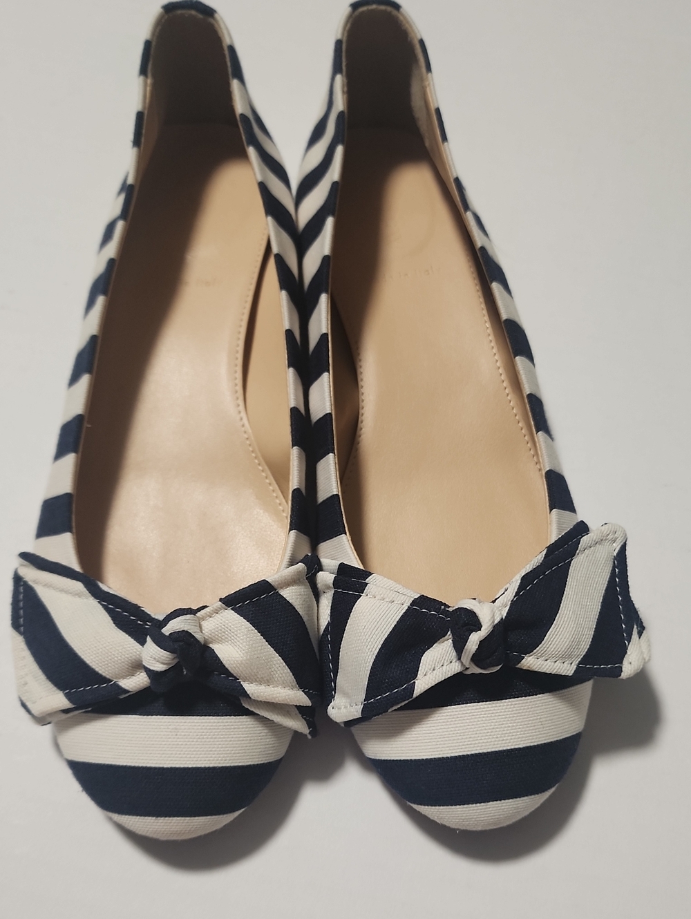 J. Crew Cece Striped Bow-Trim Ballet Flats Made in Italy